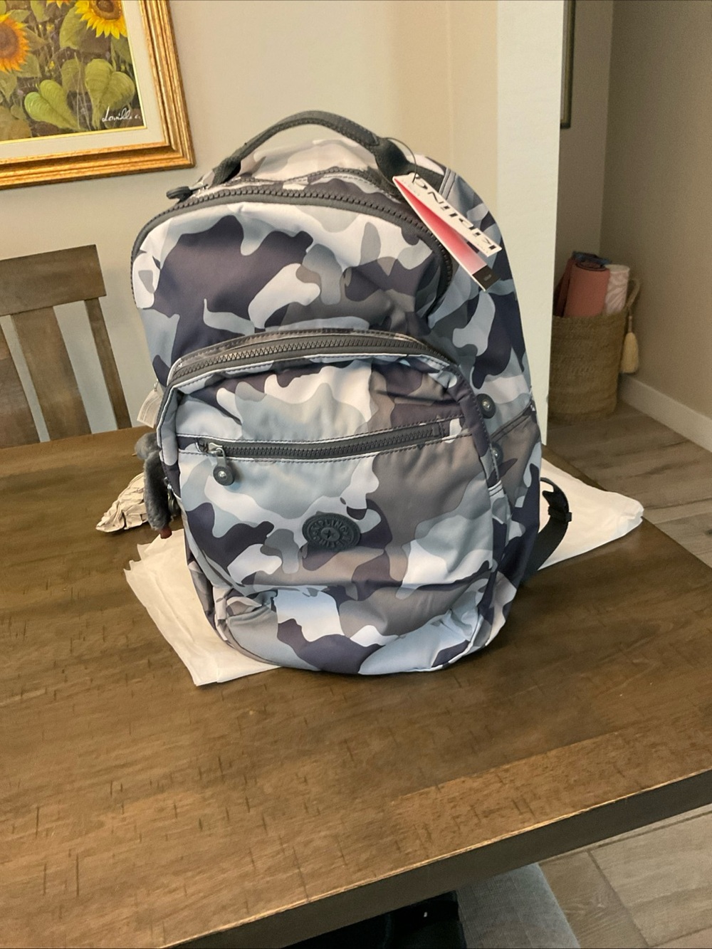 Kipling Seoul Backpack w Laptop Sleeve - Cool Camo Grey